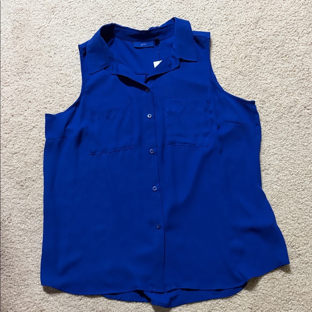 Apt 9 NWT size petite large no sleeve blouse royal blue